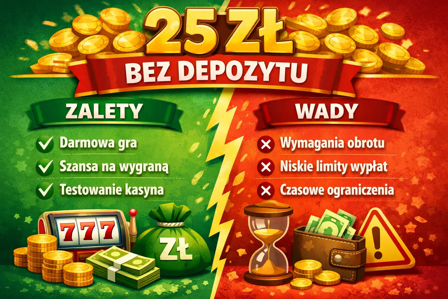 Plusy i minusy 25 zł bez depozytu za rejestrację